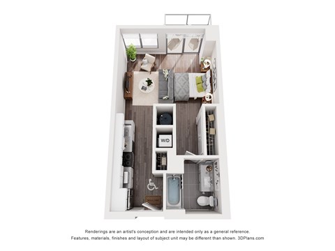 Floor plan for studio, 1 bath, 547 sqft